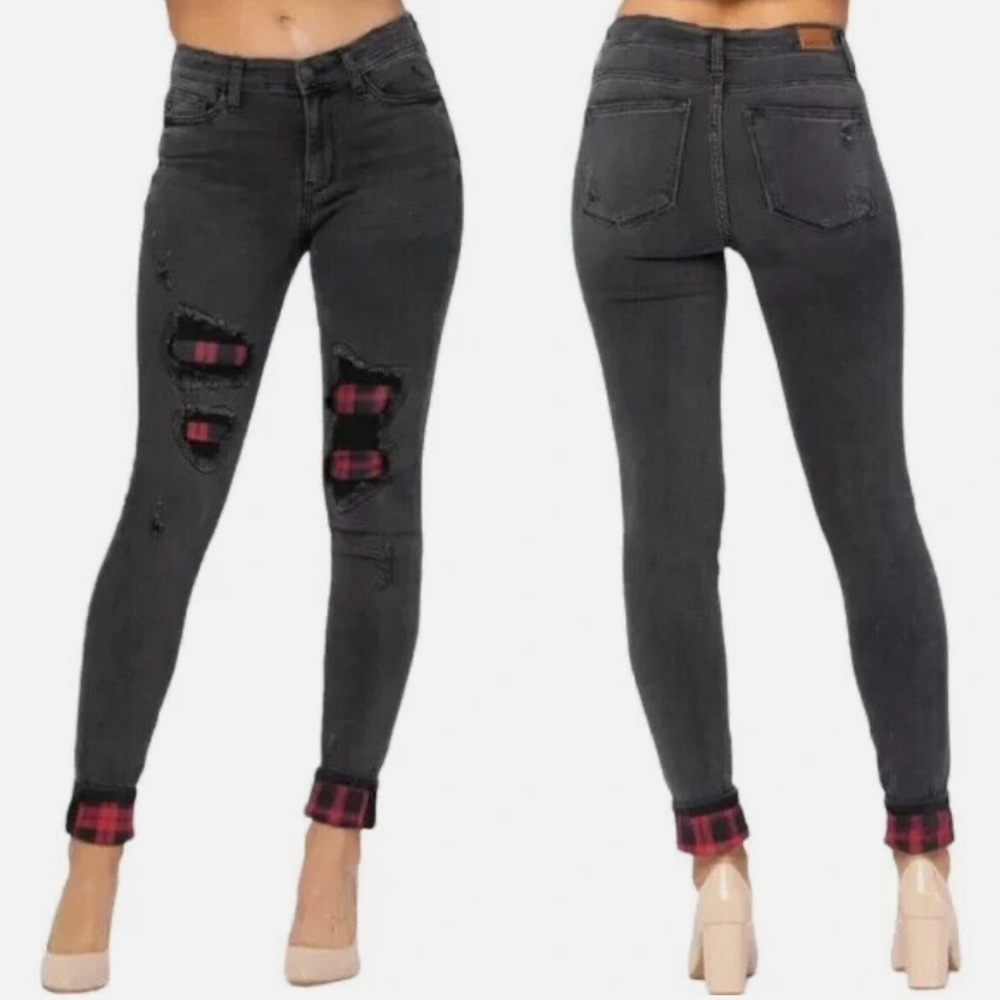 Judy Blue Black Buffalo Patch Skinny Jean